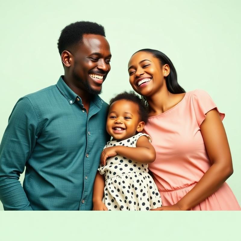 Happy Nigerian family laughing together